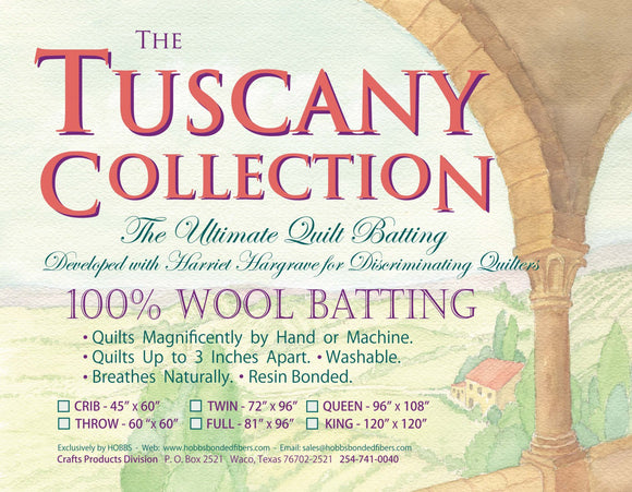 Hobbs Tuscany 100% Wool Batting-Throw 60