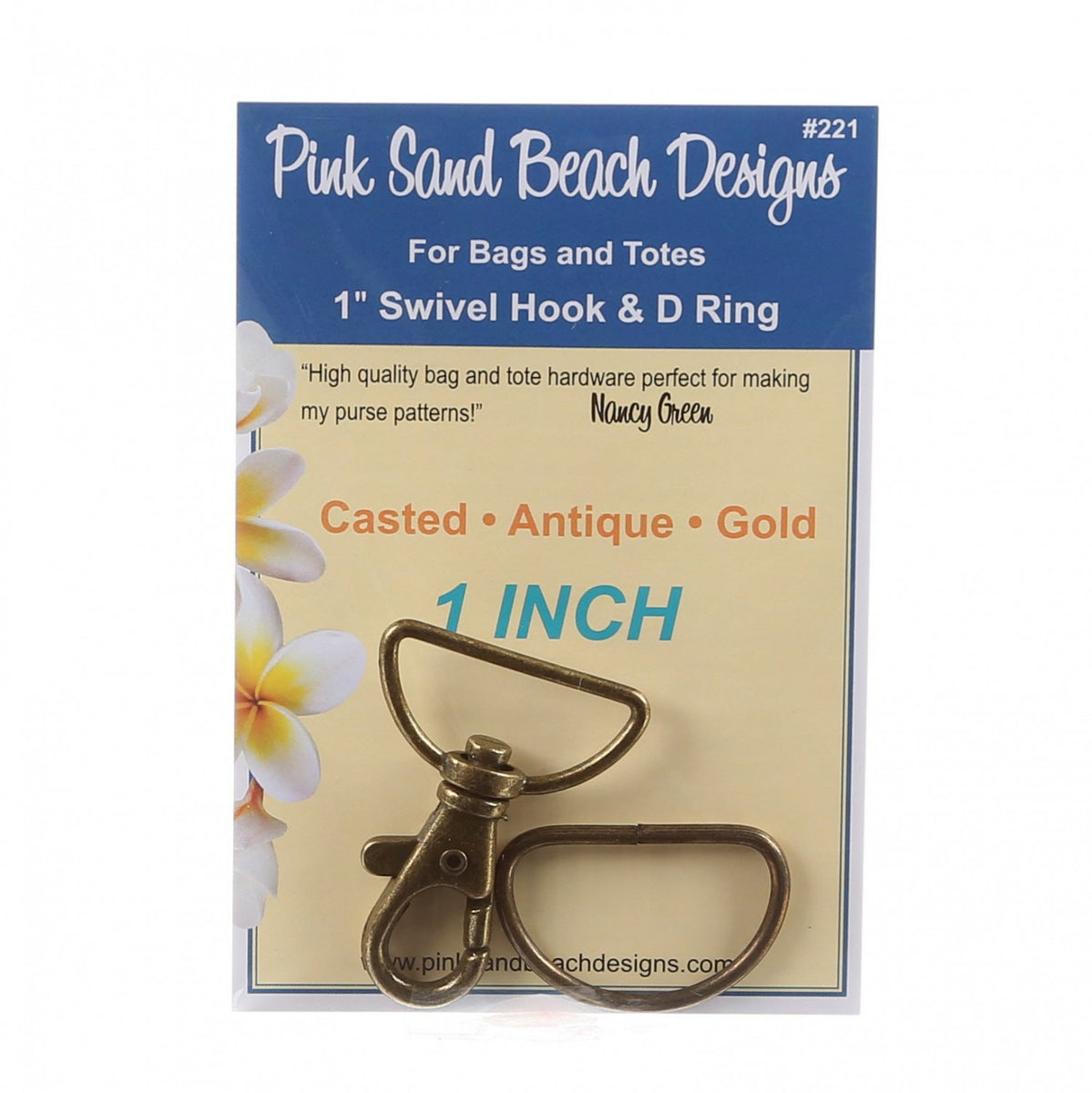 1 Swivel Hook & D Ring by Pink Sand Beach-Antique Gold – Threads