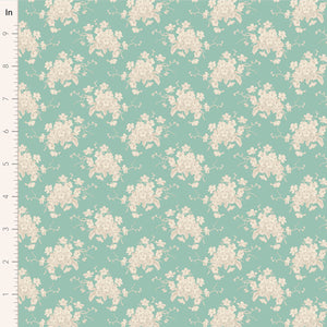 Tilda Sunday Brunch, White Flower-Teal