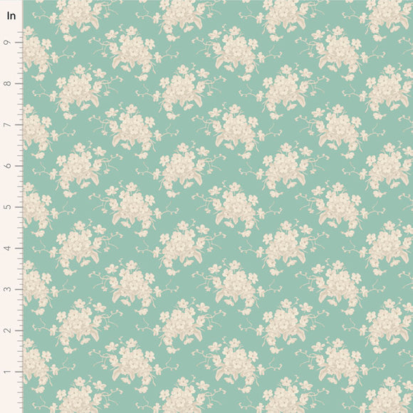 Tilda Sunday Brunch, White Flower-Teal