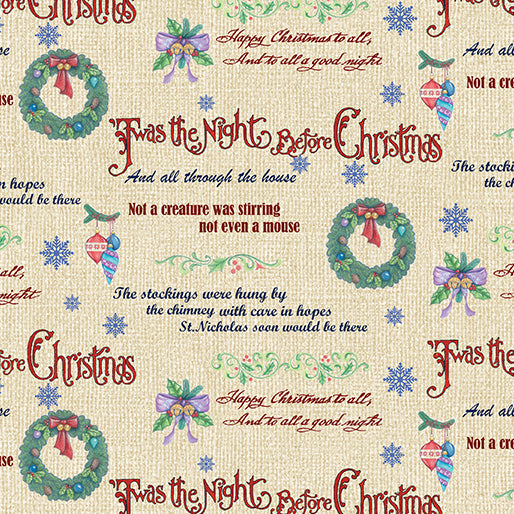 The Night Before Christmas by Jim Shore for Benartex-Cream