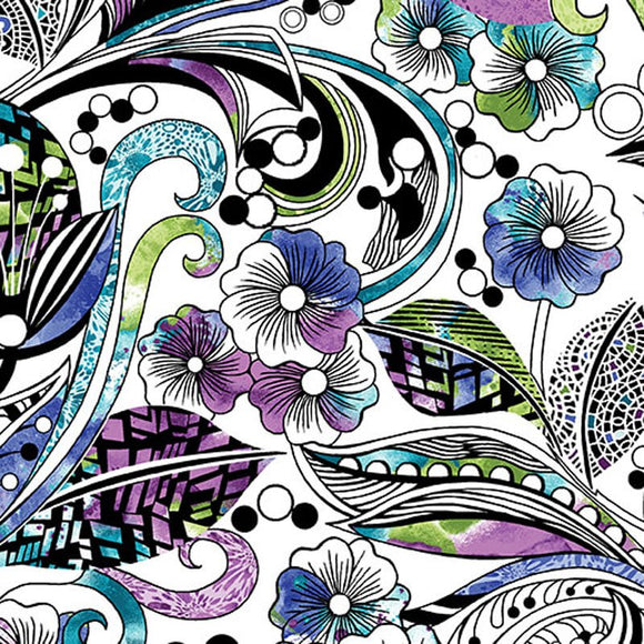 Go With The Flow by Ann Lauer for Benartex - 41 White/Multi