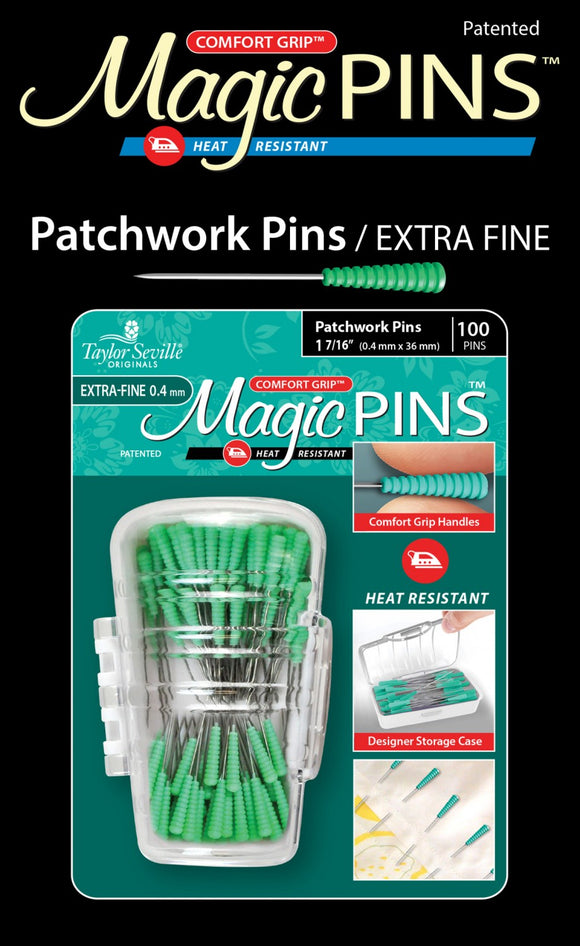 Magic Pins-Flathead Patchwork Extra Fine -100 Pins