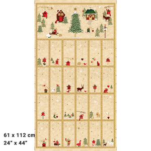 Frosty Snowflake Advent Calendar for Stoff-Panel-Gold