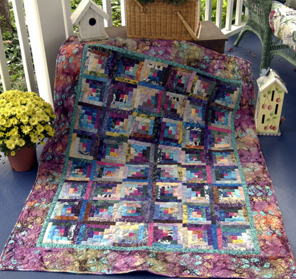 Fly Away Log Cabin Quilt by Jean Ann Wright  for Cut Loose Press