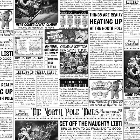 North Pole Newspaper from Timeless Treasures