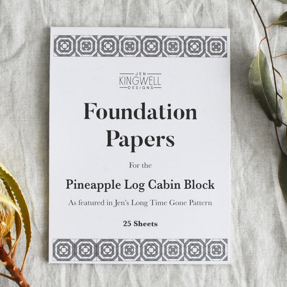 Pineapple Log Cabin Block Foundation Papers by Jen Kingwell Designs