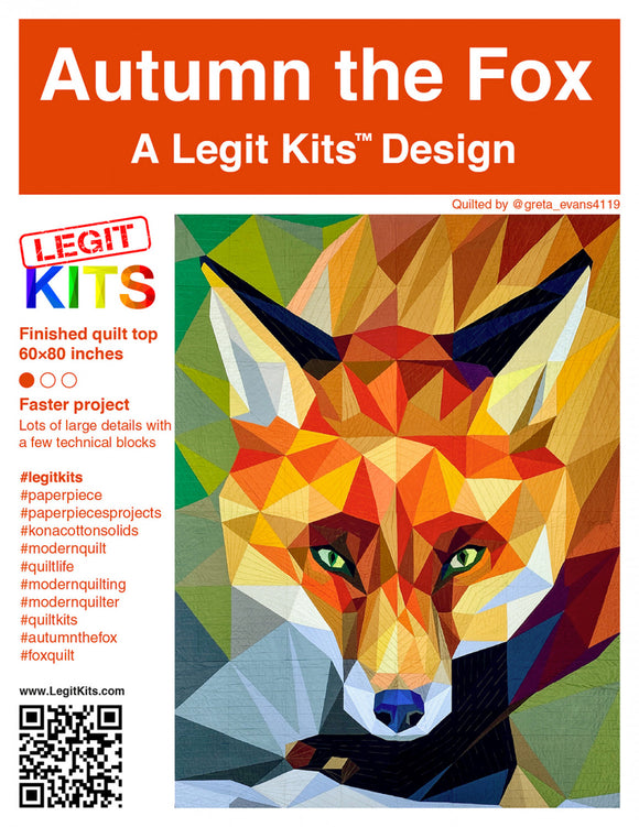 Autumn Fox Legit Kits Design-Foundation Paper Piecing Pattern