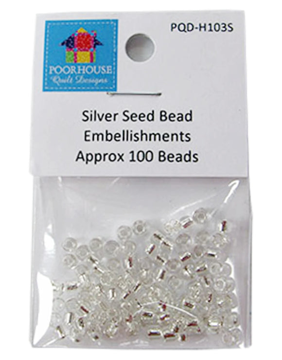 Embellishment Seed Beads for Holiday Ornaments by Poorhouse Quilt Designs-Silver
