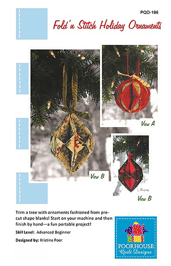 Fold N Stitch Holiday Ornaments by Poorhouse Quilt Designs-Pattern