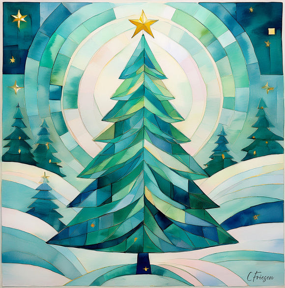 Teal Fir Holiday Hues Collection Greeting Card & Envelope
