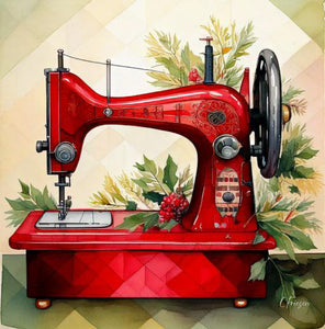 Vintage Red Machine Holiday Collection Greeting Card & Envelope