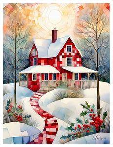 Patchwork Cottage Holiday Collection Greeting Card & Envelope