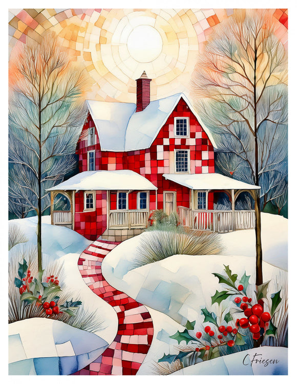 Patchwork Cottage Holiday Collection Greeting Card & Envelope