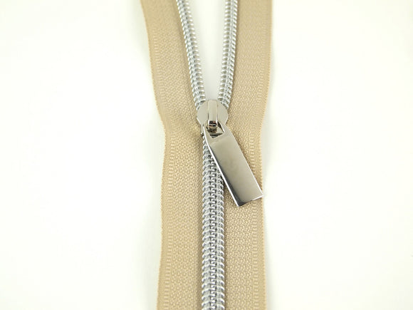 Nylon Nickel Coil Zipper Yardage-Beige