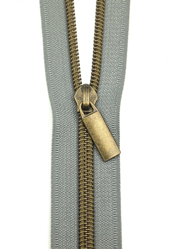 Nylon Antique Coil Zipper Yardage-Grey