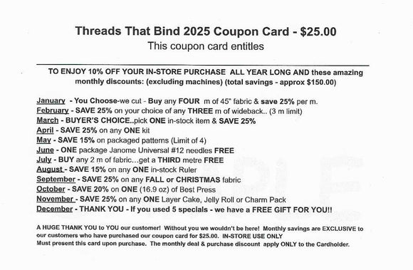 Threads That Bind 2025 Discount Card