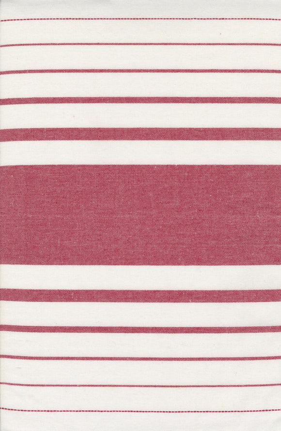 Enamoured Toweling by Pieces to Treasure-White with Red Stripes