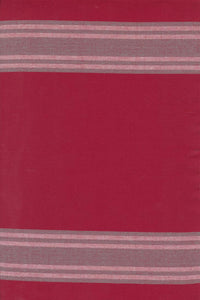 Enamoured Toweling by Pieces to Treasure-Red With White Border Stripes