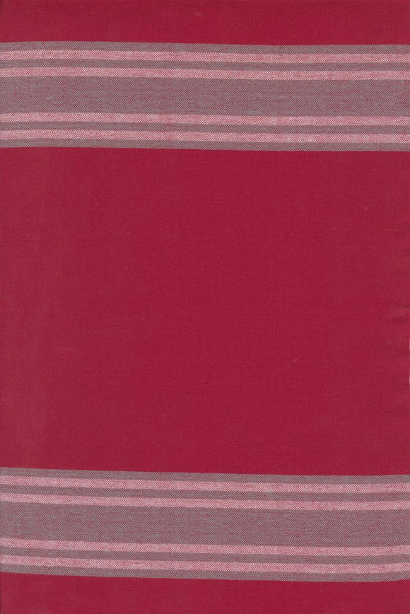 Enamoured Toweling by Pieces to Treasure-Red With White Border Stripes
