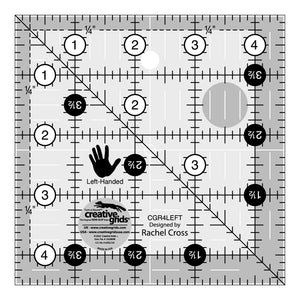 Creative Grids Non Slip 4 1/2" x 41/2" Ruler-Left Handed