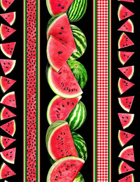 One in a Melon-Watermelon & Gingham Stripe by Timeless Treasures