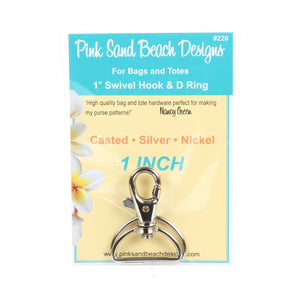 1" Swivel Hook & D Ring by Pink Sand Beach-Silver Nickel
