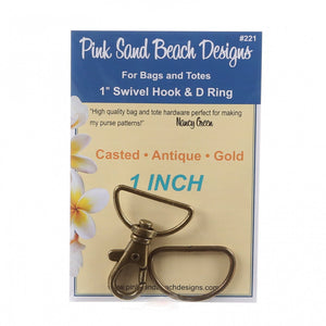 1" Swivel Hook & D Ring by Pink Sand Beach-Antique Gold