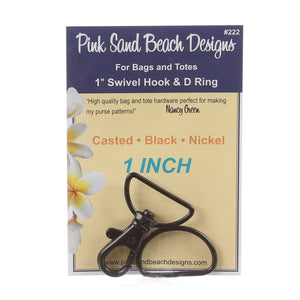 1" Swivel Hook & D Ring by Pink Sand Beach-Black